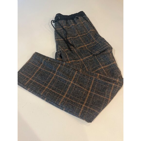 Plaid Elastic Waist Drawstring Pants With D-Ring Detail - Picture 2 of 11